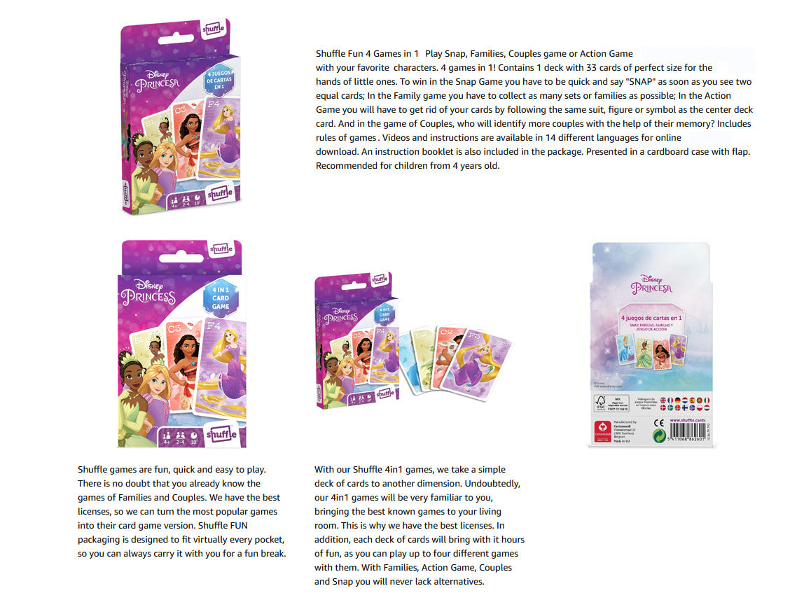 SHUFFLE Fun 4-in-1 PRINCESS Card Game