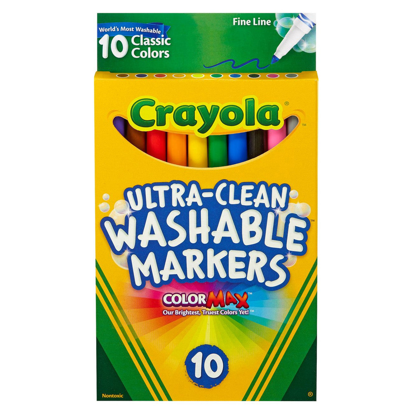 Washable Marker Set, 10-Colors, Fine Line