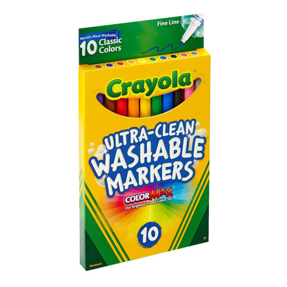 Washable Marker Set, 10-Colors, Fine Line