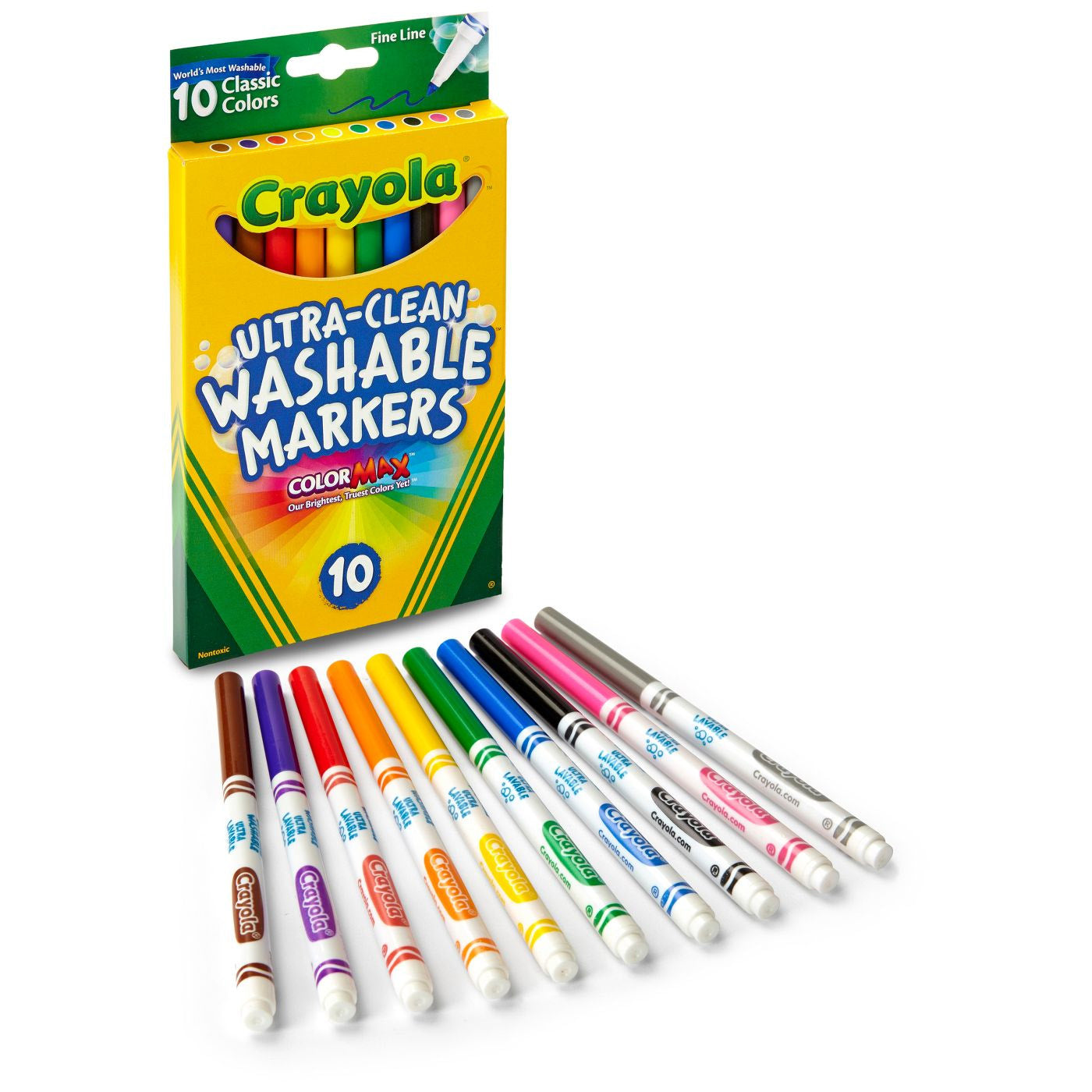 Washable Marker Set, 10-Colors, Fine Line