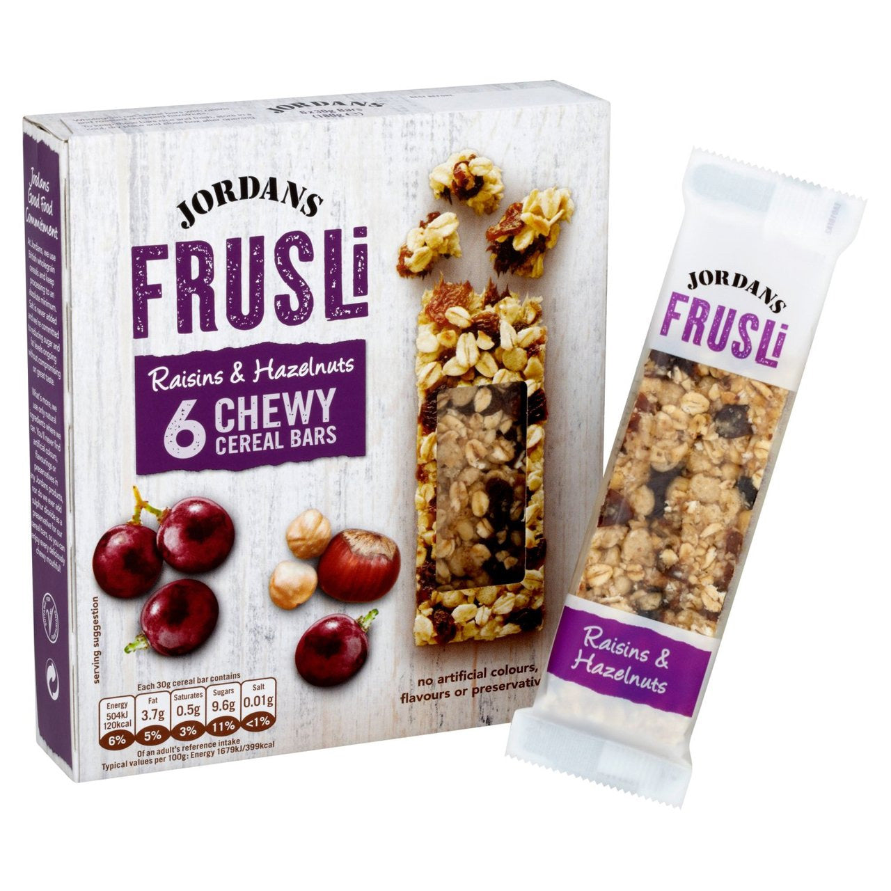 Raisin & Hazelnut Frusli Cereal Bars 6 x 30g