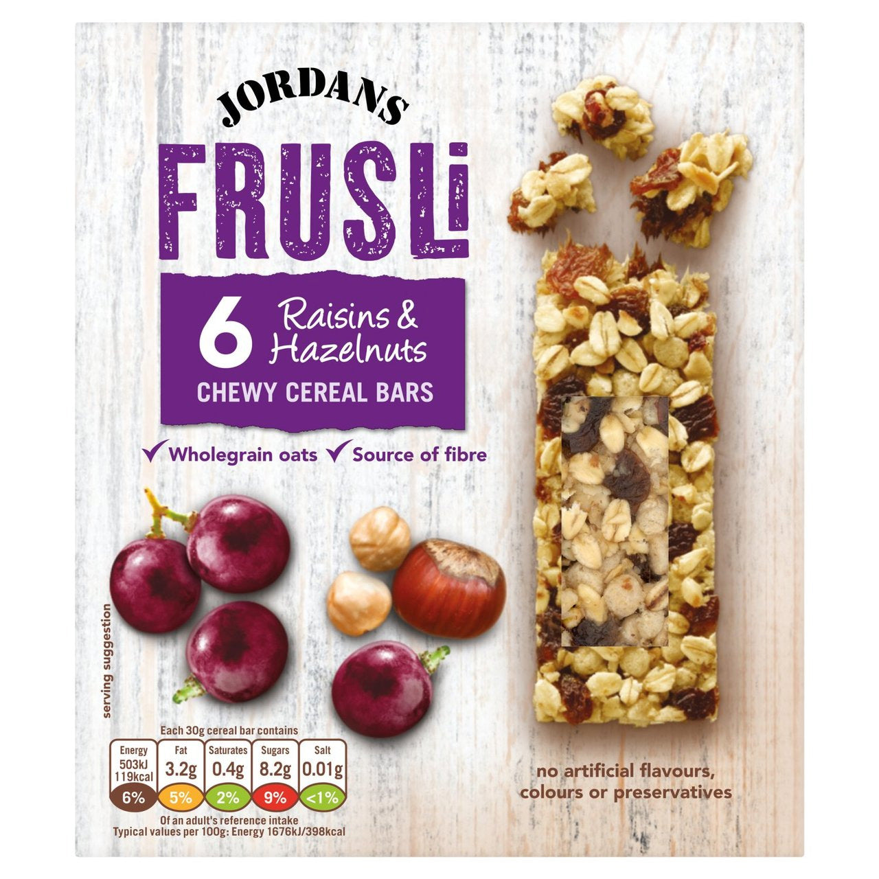 Raisin & Hazelnut Frusli Cereal Bars 6 x 30g