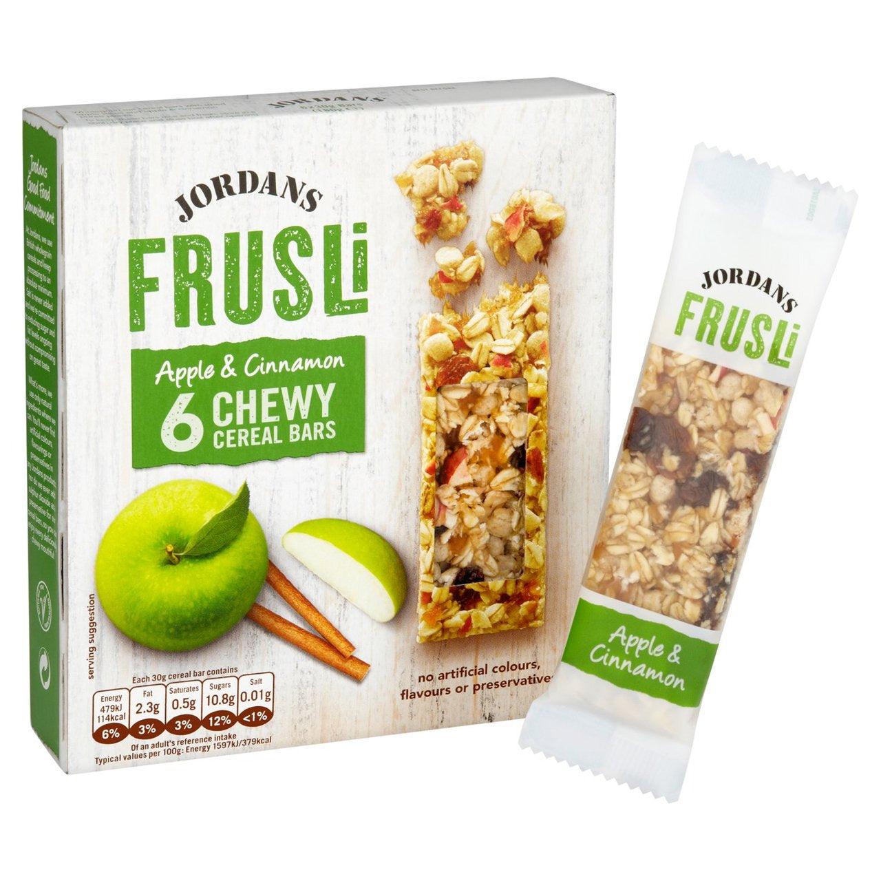 Frusli Apple & Cinnamon Cereal Bars 6 x 30g