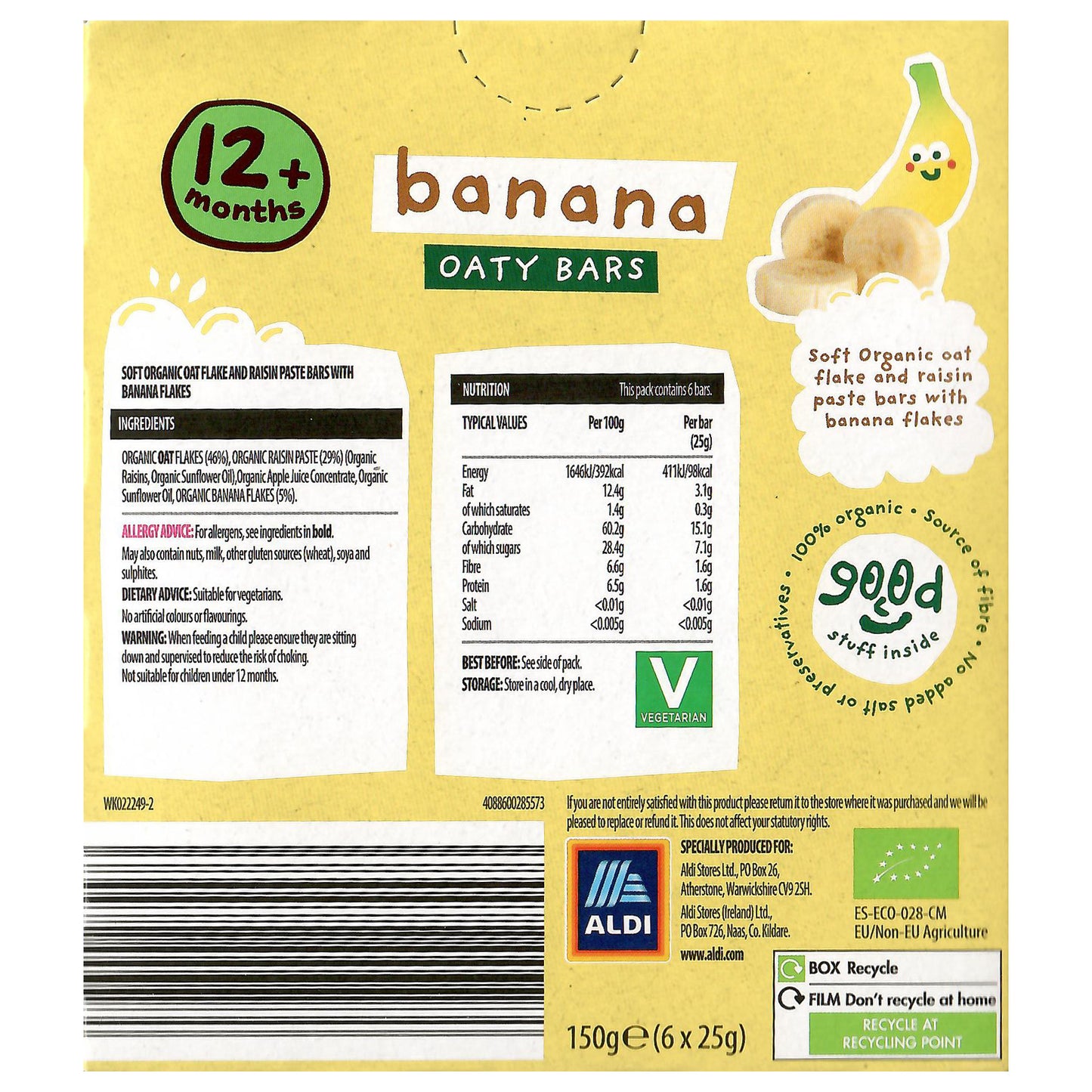 Organic Banana Soft Oaty Bars 6x25g