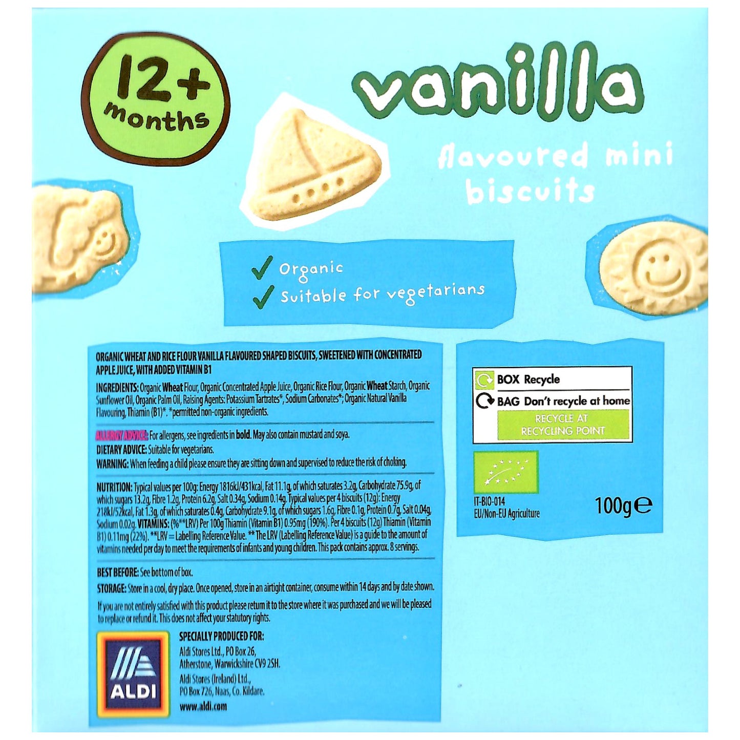 Mini Organic Vanilla Flavoured Biscuits 100g