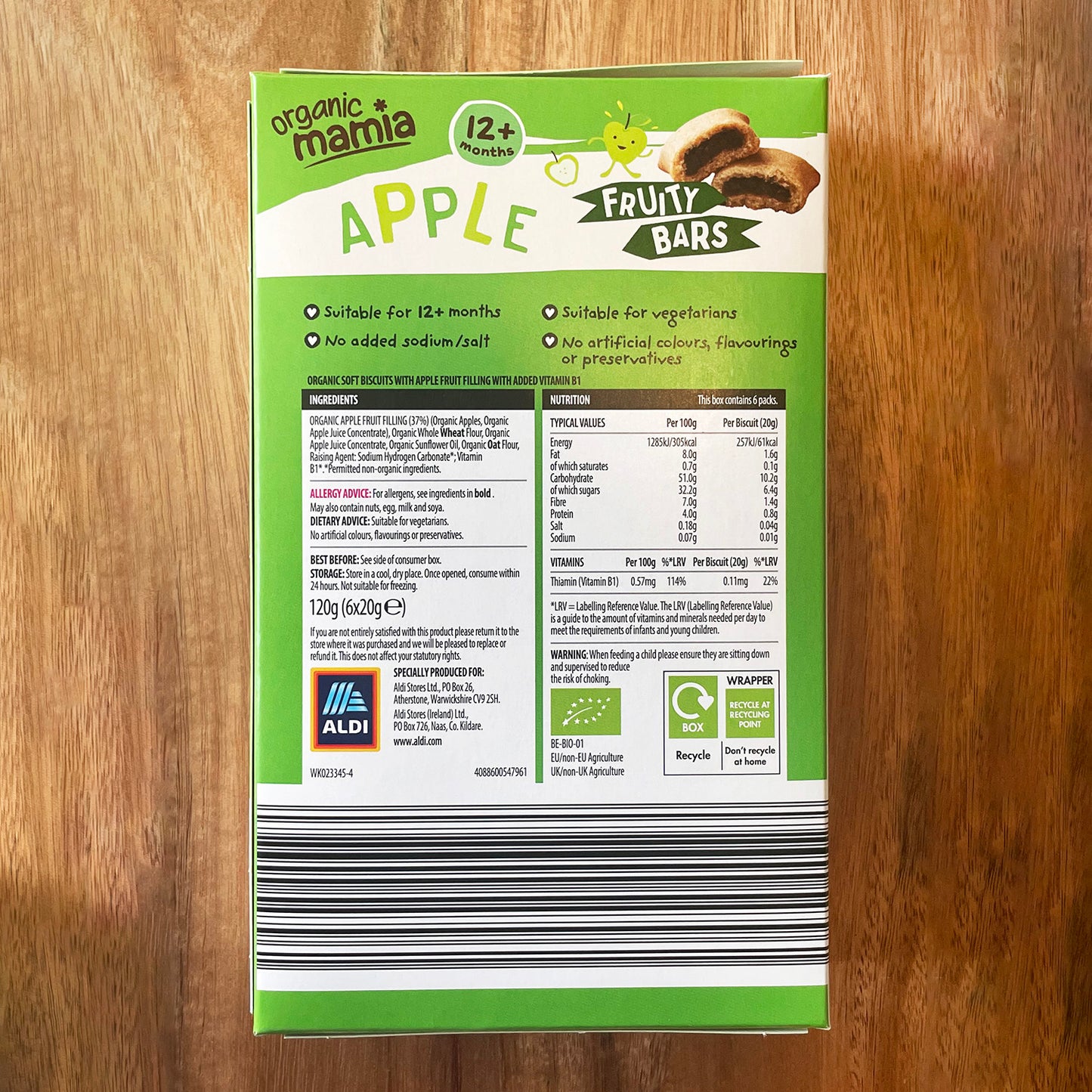 Organic Apple Fruity Bars 6x20g