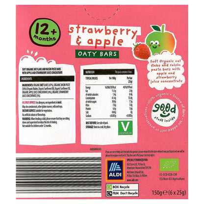 Organic Strawberry & Apple Oaty Bars 6x25g