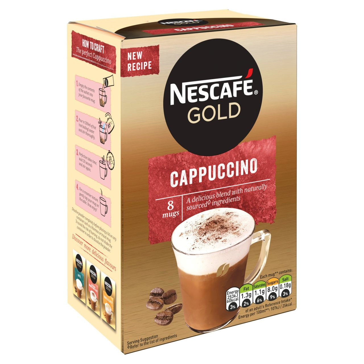 Gold Cappuccino Instant Coffee 8 Sachets