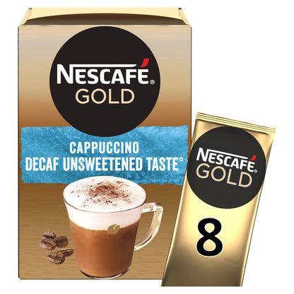 Gold Decaff Cappuccino Unsweetened Instant Coffee 8 Sachets