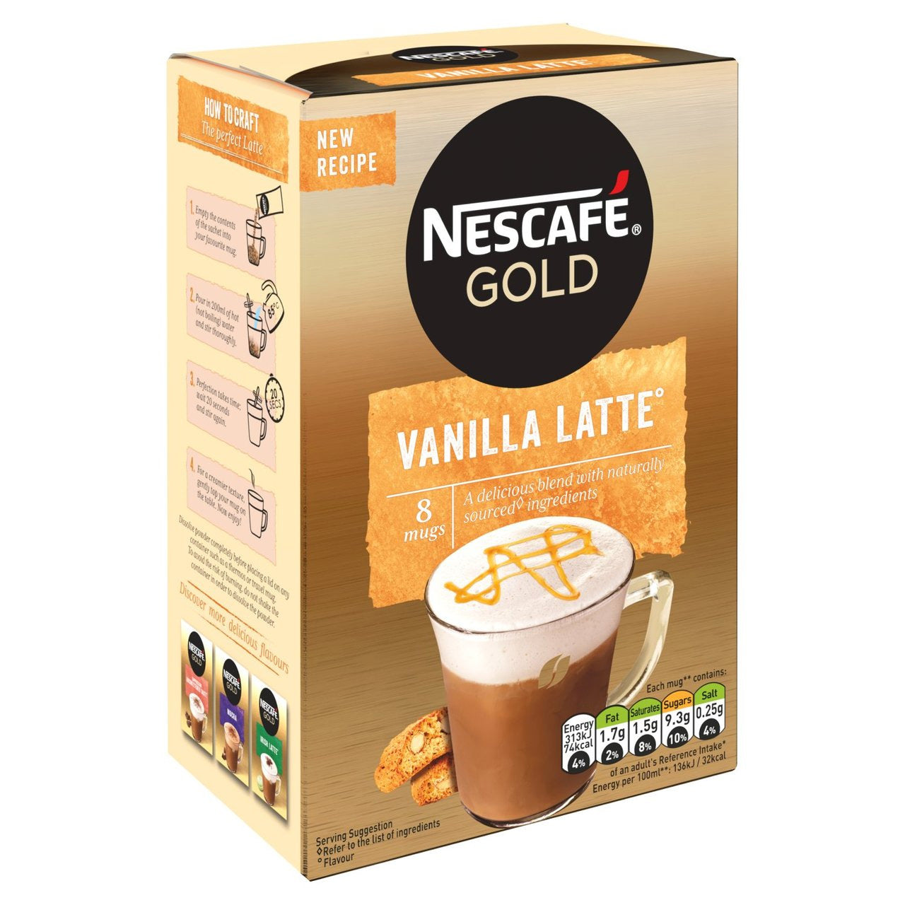 Gold Vanilla Latte Instant Coffee 8 Sachets