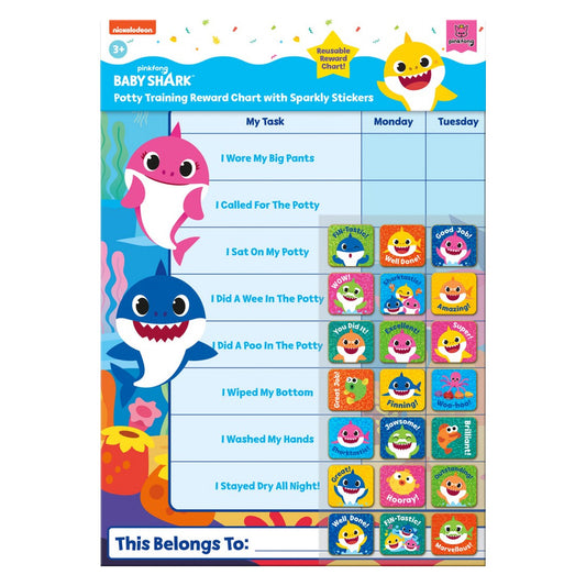 Baby Shark Potty Training Reward Chart and Sparkly Stickers