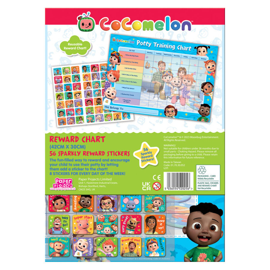Cocomelon Potty Training Reward Chart and Sparkly Stickers