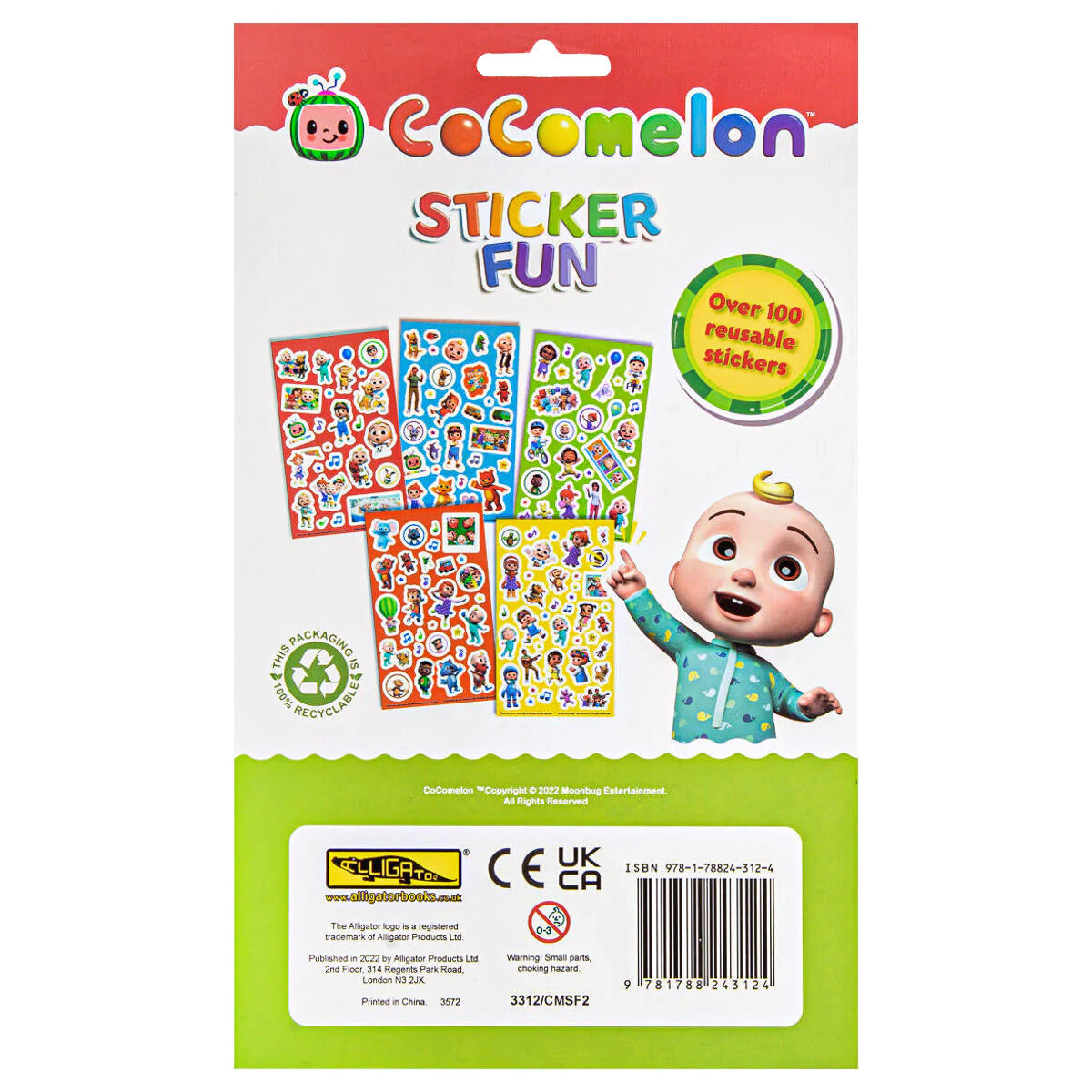 Cocomelon Reusable Sticker Fun 100pc