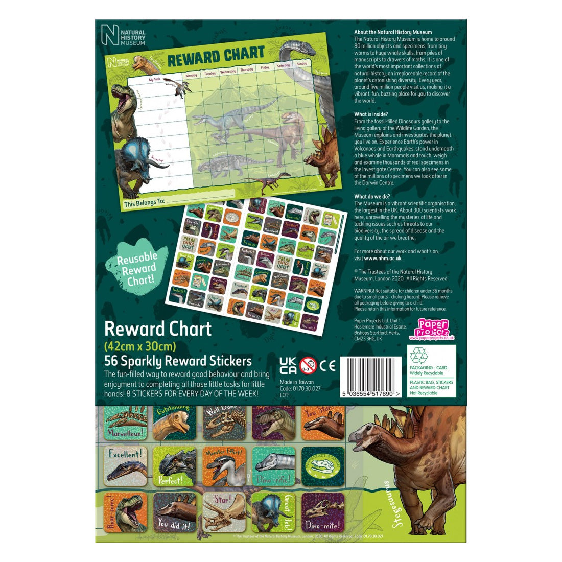 Dinosaur Reward Chart and Stickers
