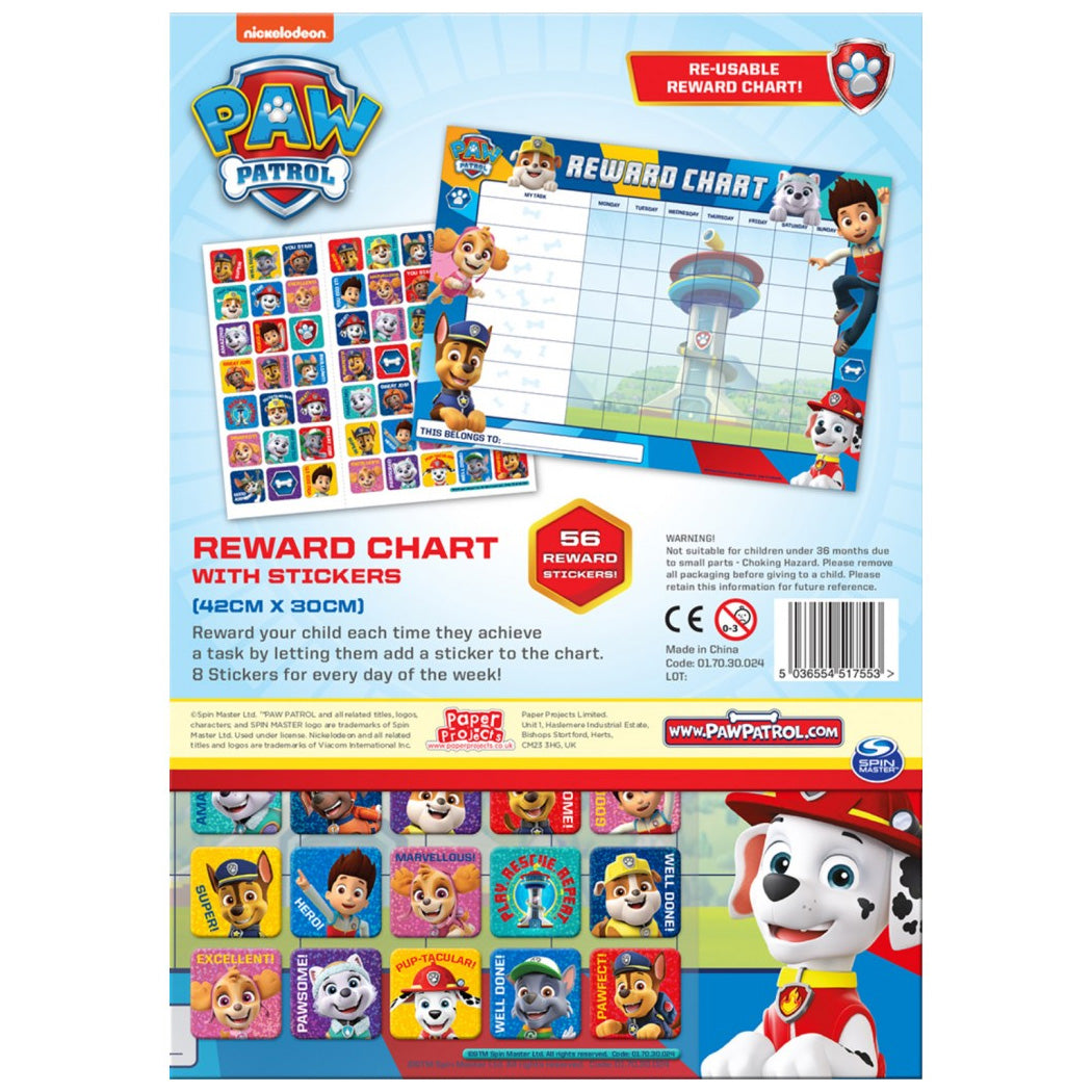 Paw Patrol Reward Chart and Stickers