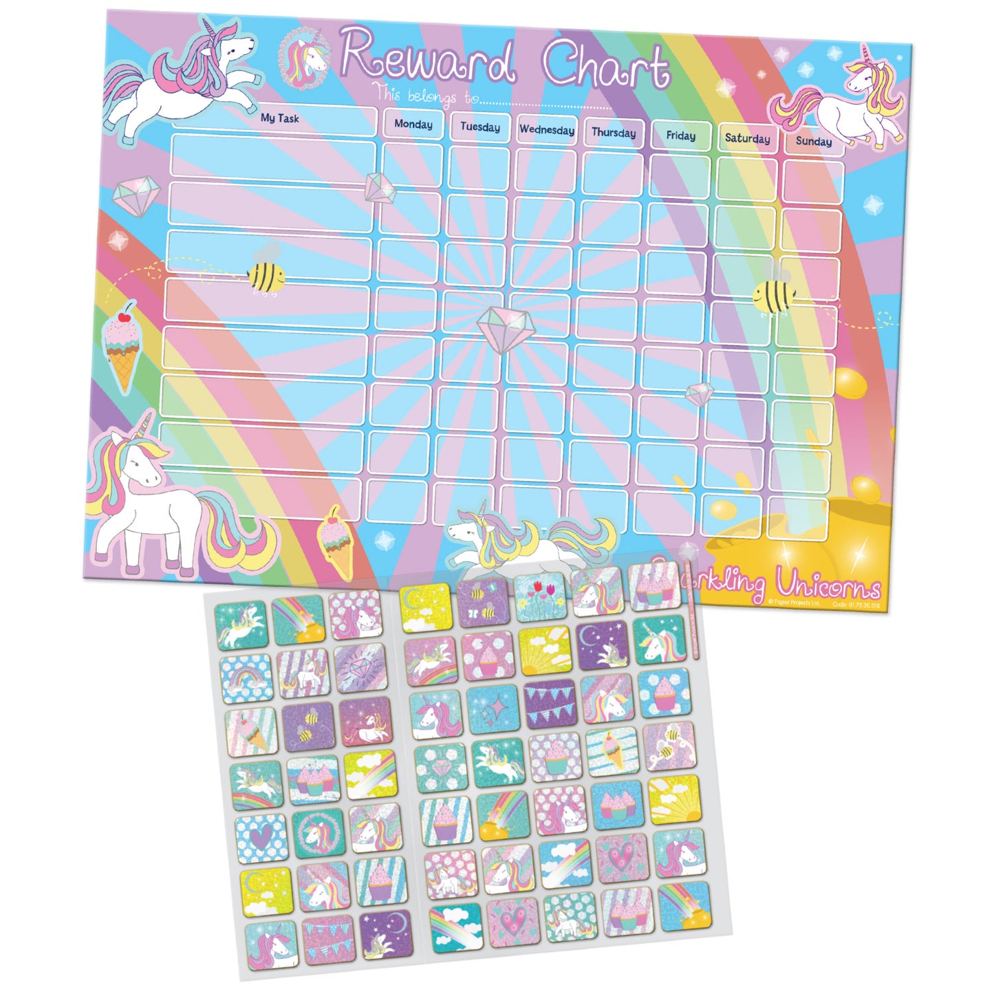 Magical Unicorns Reward Chart and Stickers